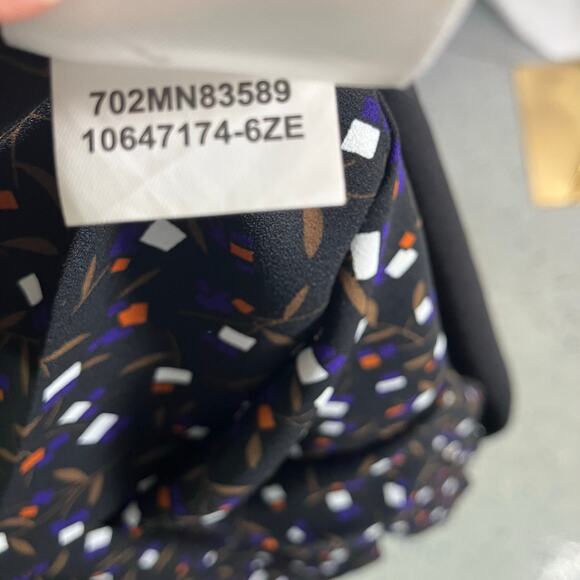 Anne Klein Black Sleeveless Shirt Dress Sz 8 Abstract Print Button Front - Picture 13 of 16